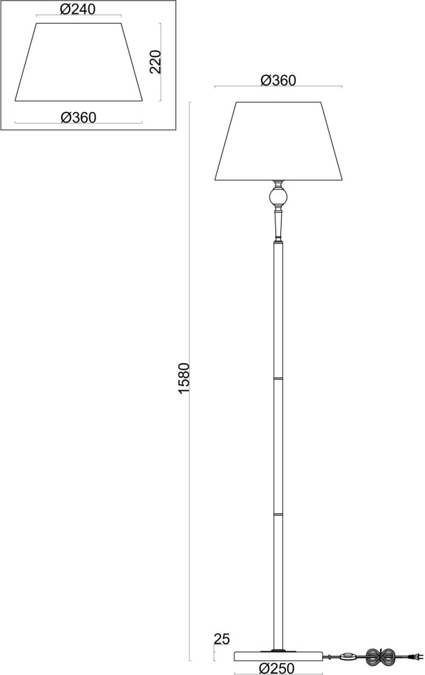 FR5190FL-01BS1 FREYA торшер Rosemary, белый абажур