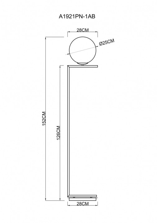 A1921PN-1AB ARTE LAMP Торшер Bolla-Unica, бронза, 25см шар