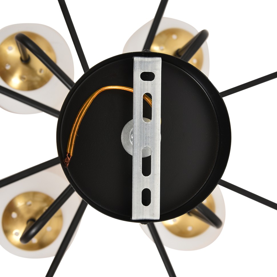 8375/12C Lumion MODERNI Люстра потолочная ELRONA E27*12*60W, черный/латунь/белый, металл/стекло, 48см диаметр, шарики 13см