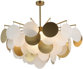 OML-89907-08 Omnilux Plelo Потолочная люстра на штанге, бронза, стекло белый/бронза, диаметр 85см, Е14*8*60W