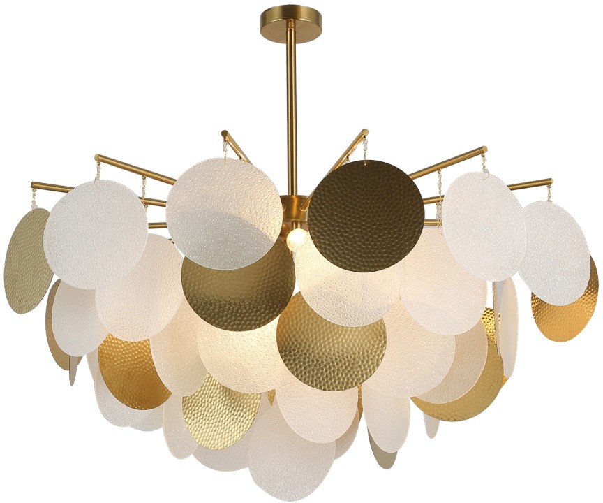 OML-89907-08 Omnilux Plelo Потолочная люстра на штанге, бронза, стекло белый/бронза, диаметр 85см, Е14*8*60W