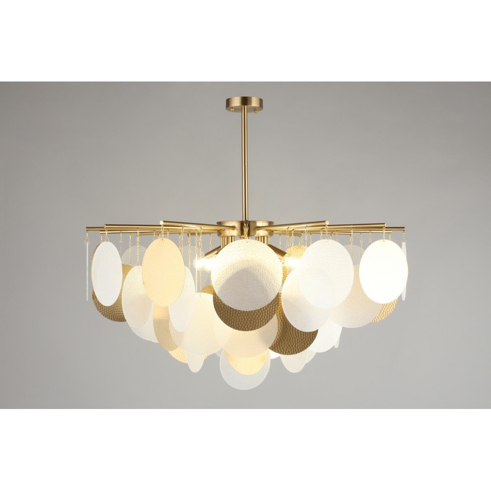OML-89907-08 Omnilux Plelo Потолочная люстра на штанге, бронза, стекло белый/бронза, диаметр 85см, Е14*8*60W