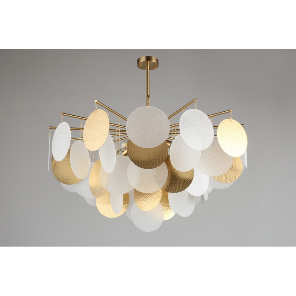 OML-89907-08 Omnilux Plelo Потолочная люстра на штанге, бронза, стекло белый/бронза, диаметр 85см, Е14*8*60W
