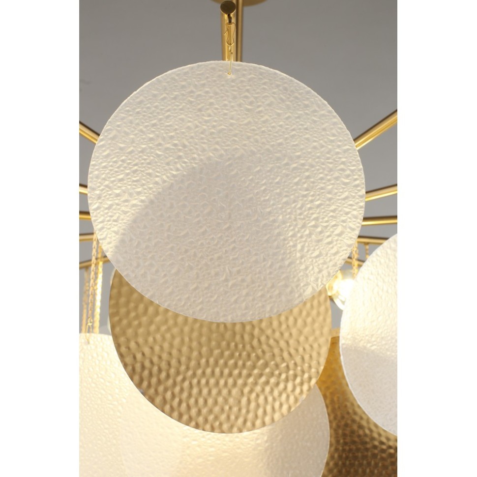OML-89907-08 Omnilux Plelo Потолочная люстра на штанге, бронза, стекло белый/бронза, диаметр 85см, Е14*8*60W
