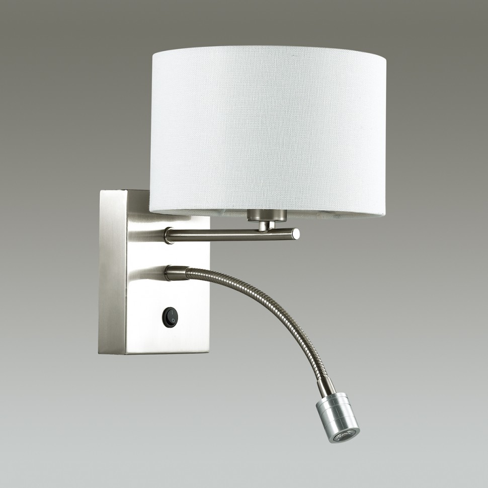 3745/1A LUMION NIKKI Белое бра Модерн 1*Е14+LED*3W с подвижной подсветкой для чтения и выключателями