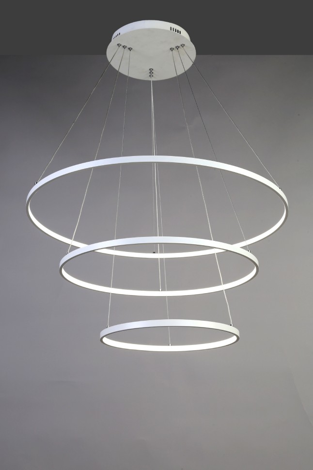 1765-18P Favourite Подвесная белая LED люстра 3 кольца Giro 95W, 4000K, диаметр 80см