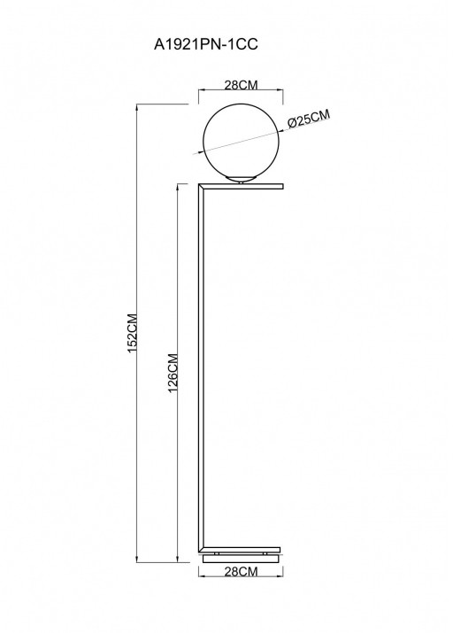 A1921PN-1CC ARTE LAMP Торшер Bolla-Unica, хром, 25см шар