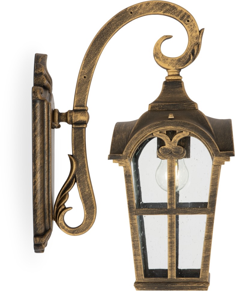 O413WL-01GB MAYTONI настенный уличный светильник Albion, черный, золото, вниз