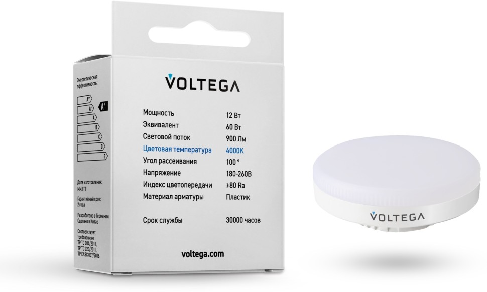 7775 Voltega Simple светодиодная лампа "таблетка" GX53, 12W, 4000K