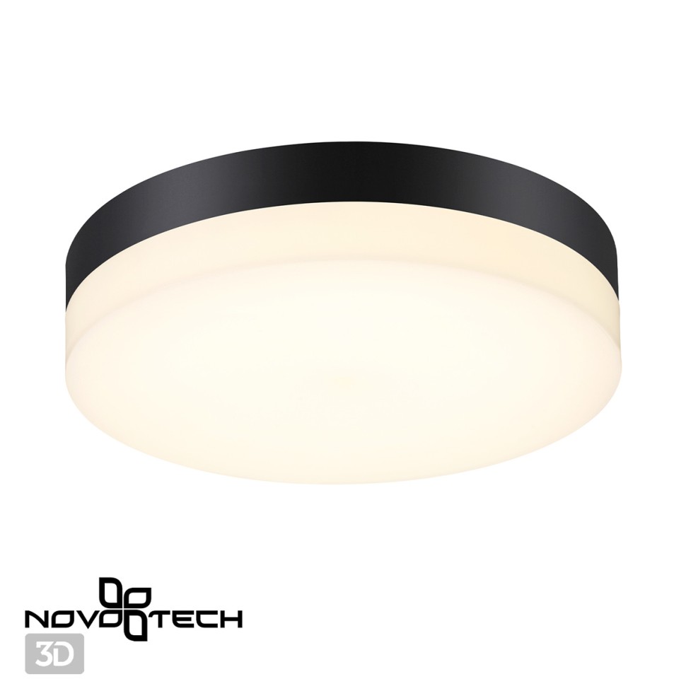 358882 NOVOTECH STREET Светильник ландшафтный светодиодный настенно-потолочный OPAL, черно-белый, IP54, 18W, 4000K, 1700Lm, диаметр 204мм