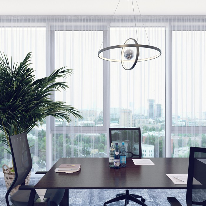 4031/40L Odeon Light Подвесной светодиодный светильник кольца LOND, 60W, 3000K, 3600Lm, диаметр 60см, темно-серый и хром