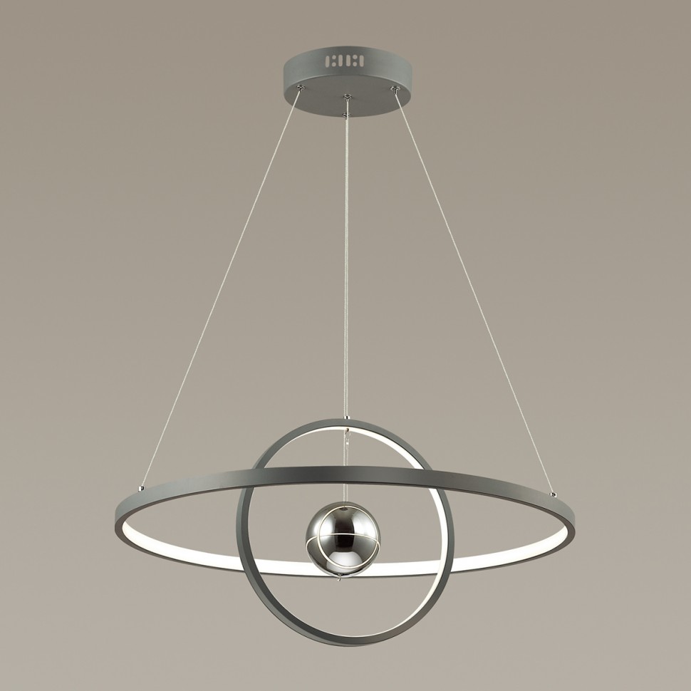 4031/40L Odeon Light Подвесной светодиодный светильник кольца LOND, 60W, 3000K, 3600Lm, диаметр 60см, темно-серый и хром
