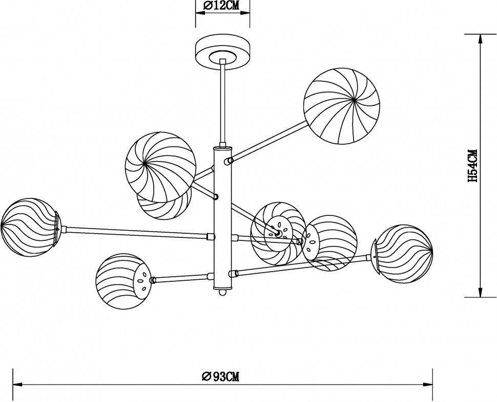 A3566PL-8BK ARTE LAMP потолочная люстра Segin, E27*8*40W