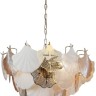 OML-52603-08 Omnilux подвесная люстра Casanuova, матовое золото, стекло/керамика, белый/прозрачный/золото/янтарный, диаметр 60см, E14*8*60W