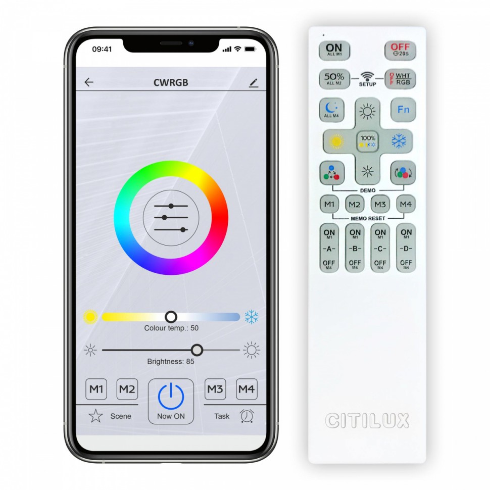 CL236A160E CITILUX светодиодная потолочная люстра с пультом, с управлением смартфоном, с подсветкой RGB