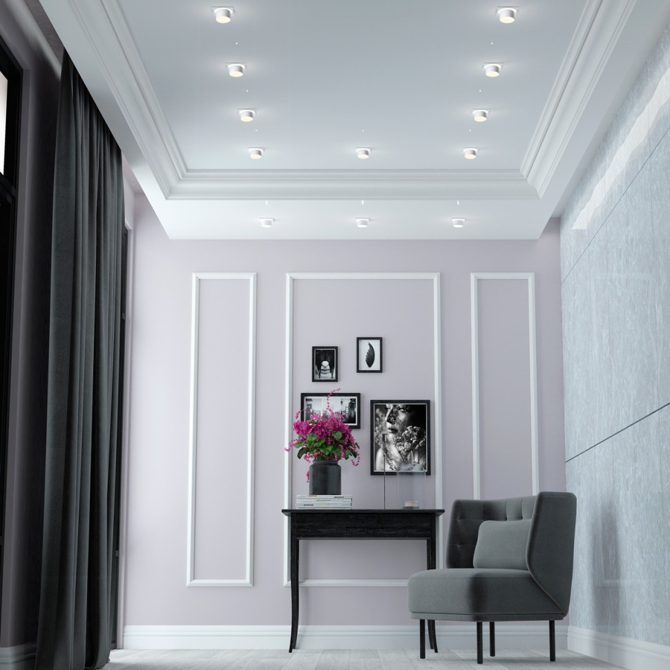 370718 NOVOTECH Белый встраиваемый светильник LIRIO GU10, 92х92мм, с подсветкой у основания