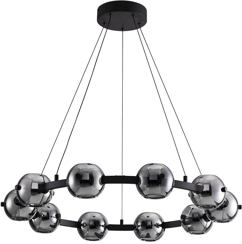 A2471LM-20BK ARTE LAMP подвесная светодиодная люстра Markab 60W, 4000K, черный, дымчатый, 85см диаметр