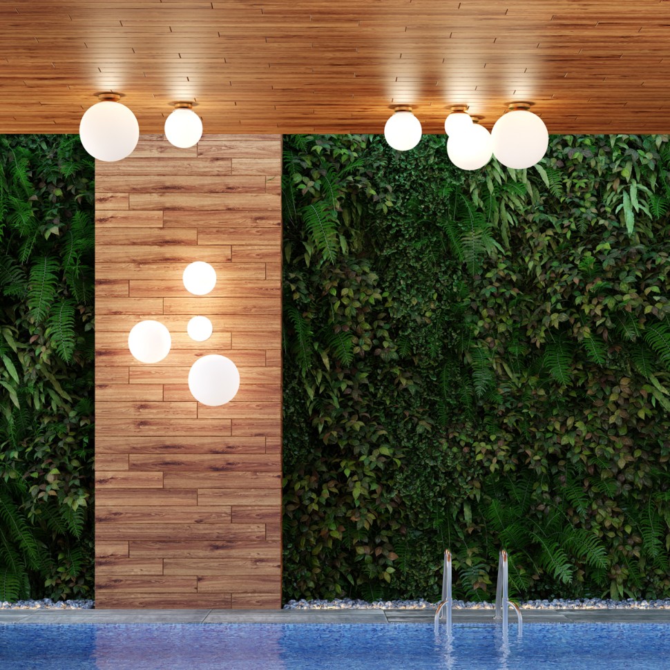 4248/1C ODEON LIGHT BOSCO Влагозащищенный потолочный накладной светильник Шар IP44, 1xE27x9W, 20см диаметр