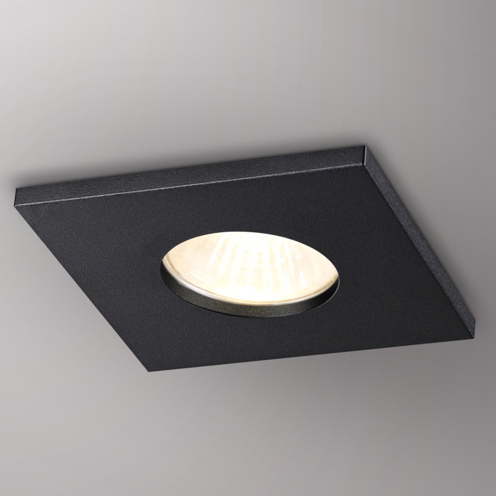 370805 NOVOTECH AQUA Черный встраиваемый влагозащищенный светильник GU10, квадрат 85*85мм