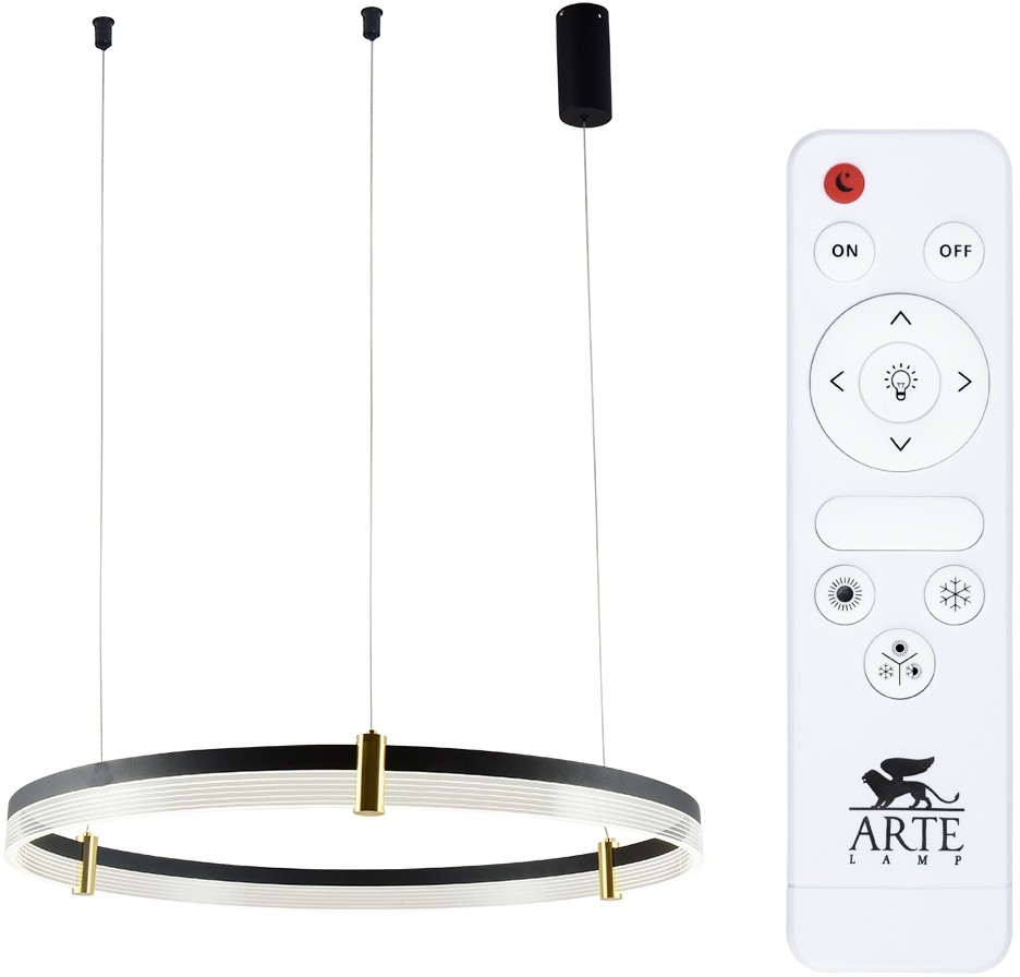 A2183SP-1BK ARTE LAMP подвесная люстра кольцо Mercury с пультом 76W, 60см диаметр