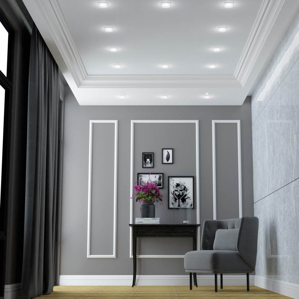 370724 NOVOTECH Белый встраиваемый светильник LIRIO GU10 алюминий/акрил, 92х92мм