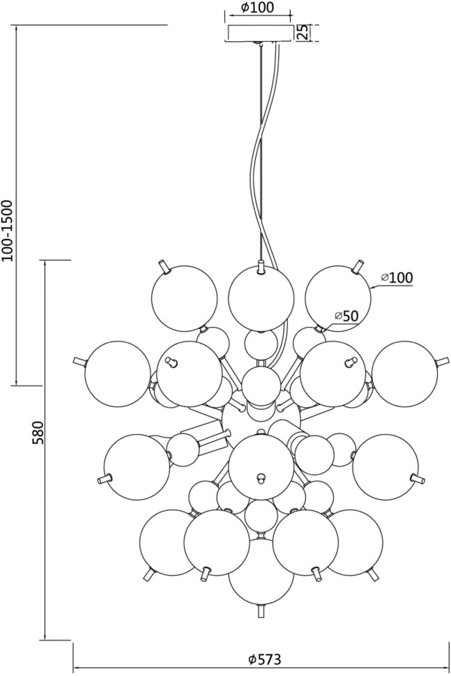 MOD133PL-06CH MAYTONI подвесная люстра Bolla, E27*6*60W, хром, серый