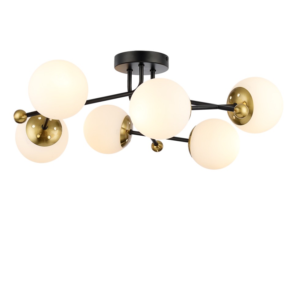 6581/6C LUMION Потолочная люстра MELODY, черный, золотой, шарики 120мм, E14*6*40W