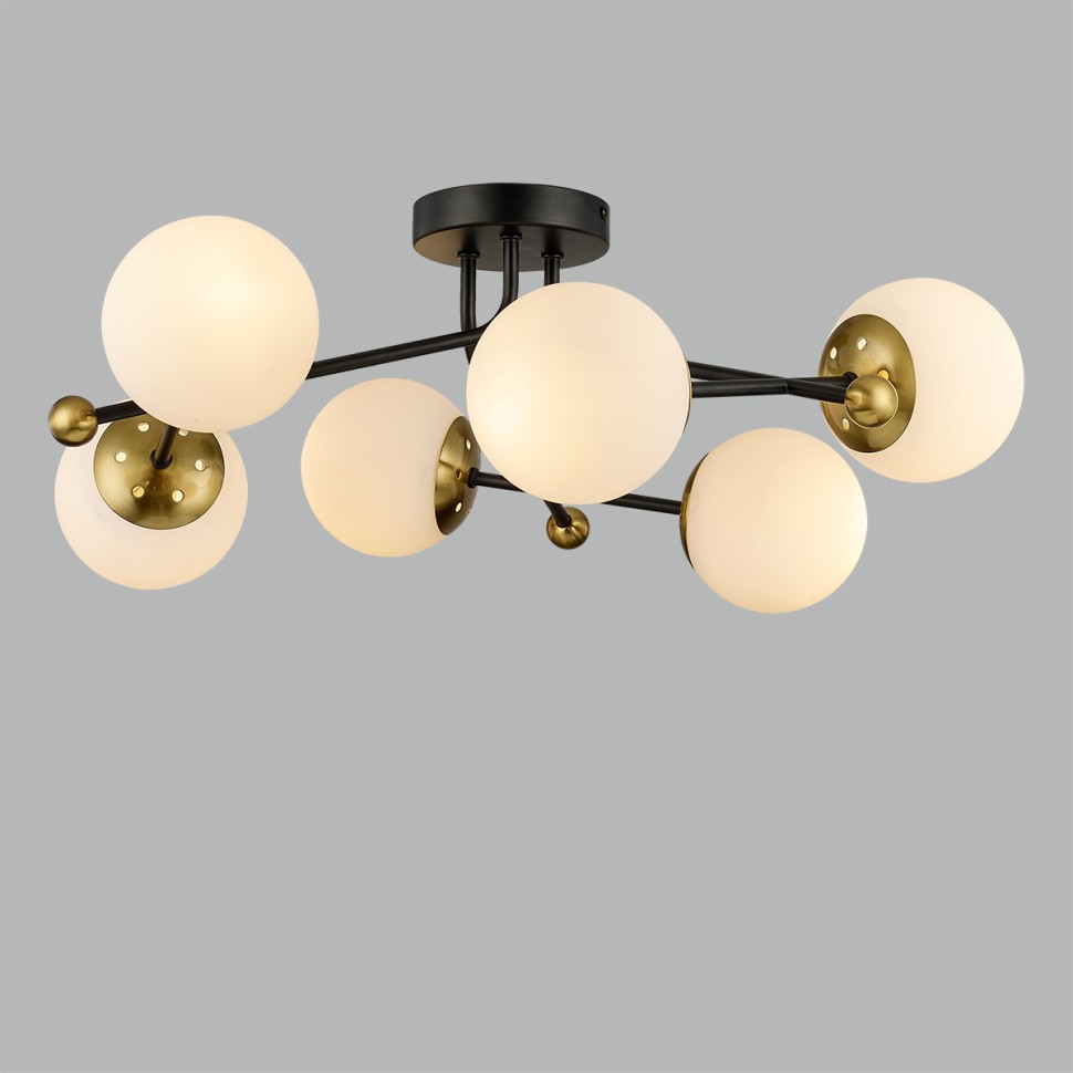 6581/6C LUMION Потолочная люстра MELODY, черный, золотой, шарики 120мм, E14*6*40W