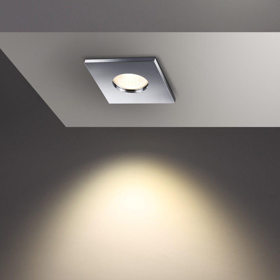 370806 NOVOTECH AQUA Встраиваемый влагозащищенный светильник Хром GU10, квадрат 85*85мм