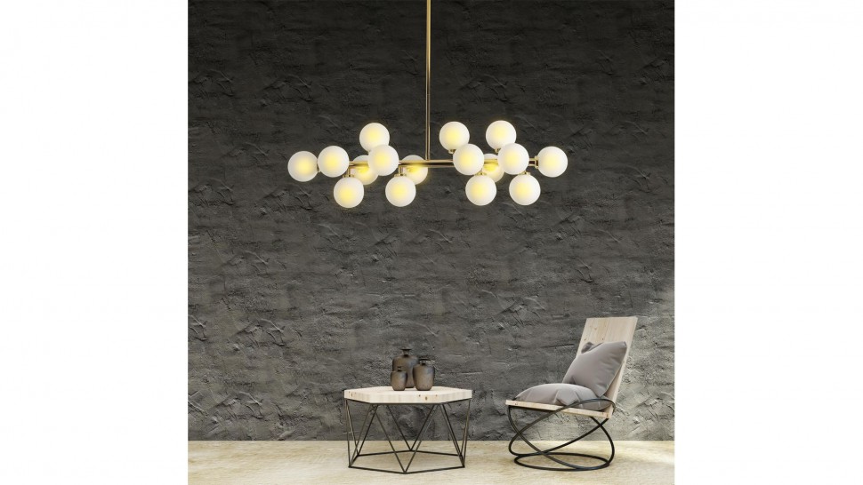 LUMINA DECO потолочная люстра на штанге Marsiada LDP 6033-16 GD, золото с белым, 16*G4*28W