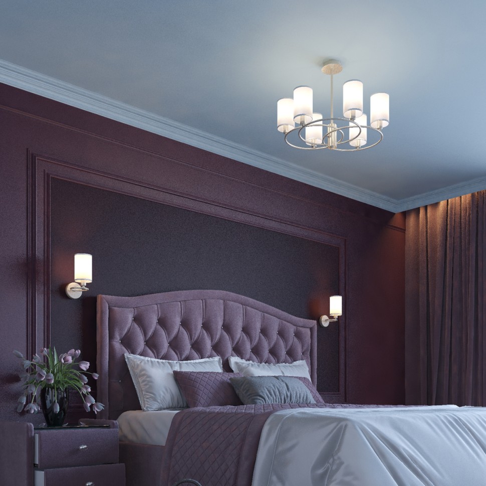 4431/6C LUMION NEOCLASSI Люстра потолочная AVERY, никель, белый, E14*6*40W