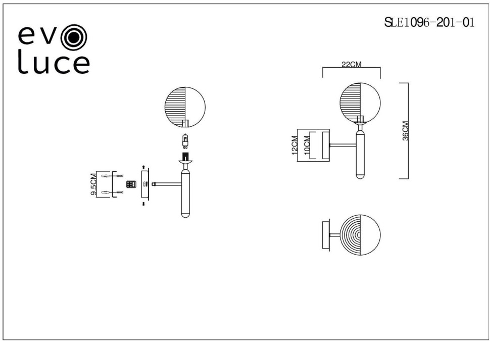 SLE1096-201-01 EVOLUCE Бра Aveiro, золото, G9*1*5W