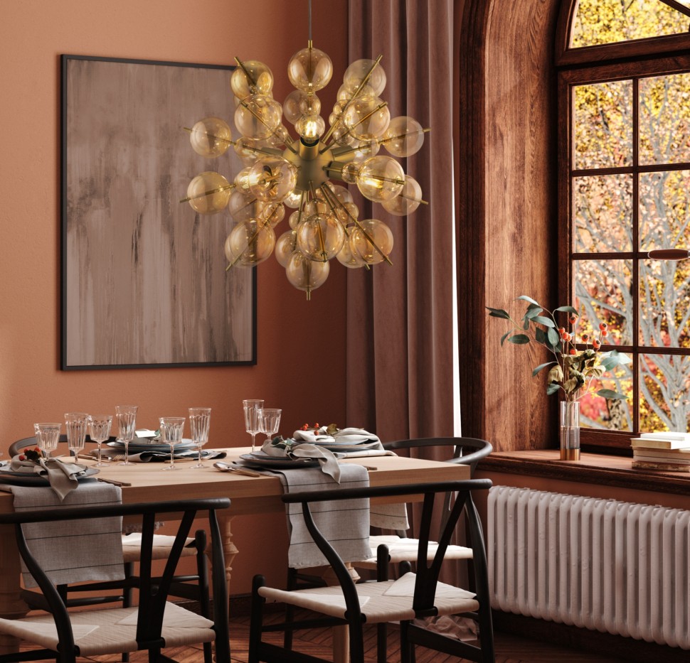 MOD133PL-06BS MAYTONI подвесная люстра Bolla, E27*6*60W, латунь, янтарный