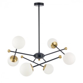 6581/6 LUMION Потолочная люстра на штанге MELODY, черный, золотой, шарики 120мм, E14*6*40W