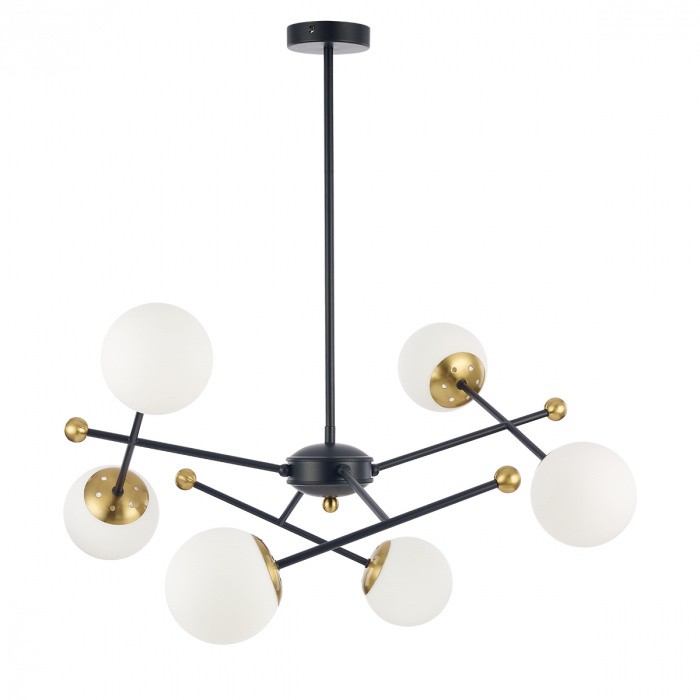 6581/6 LUMION Потолочная люстра на штанге MELODY, черный, золотой, шарики 120мм, E14*6*40W