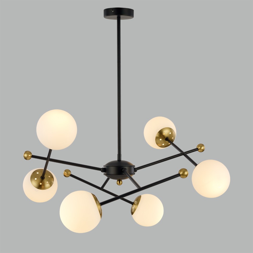 6581/6 LUMION Потолочная люстра на штанге MELODY, черный, золотой, шарики 120мм, E14*6*40W