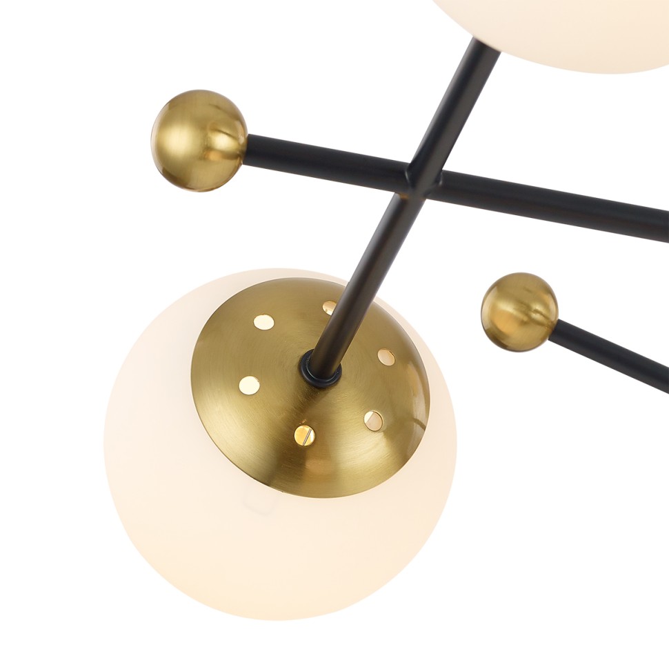 6581/6 LUMION Потолочная люстра на штанге MELODY, черный, золотой, шарики 120мм, E14*6*40W