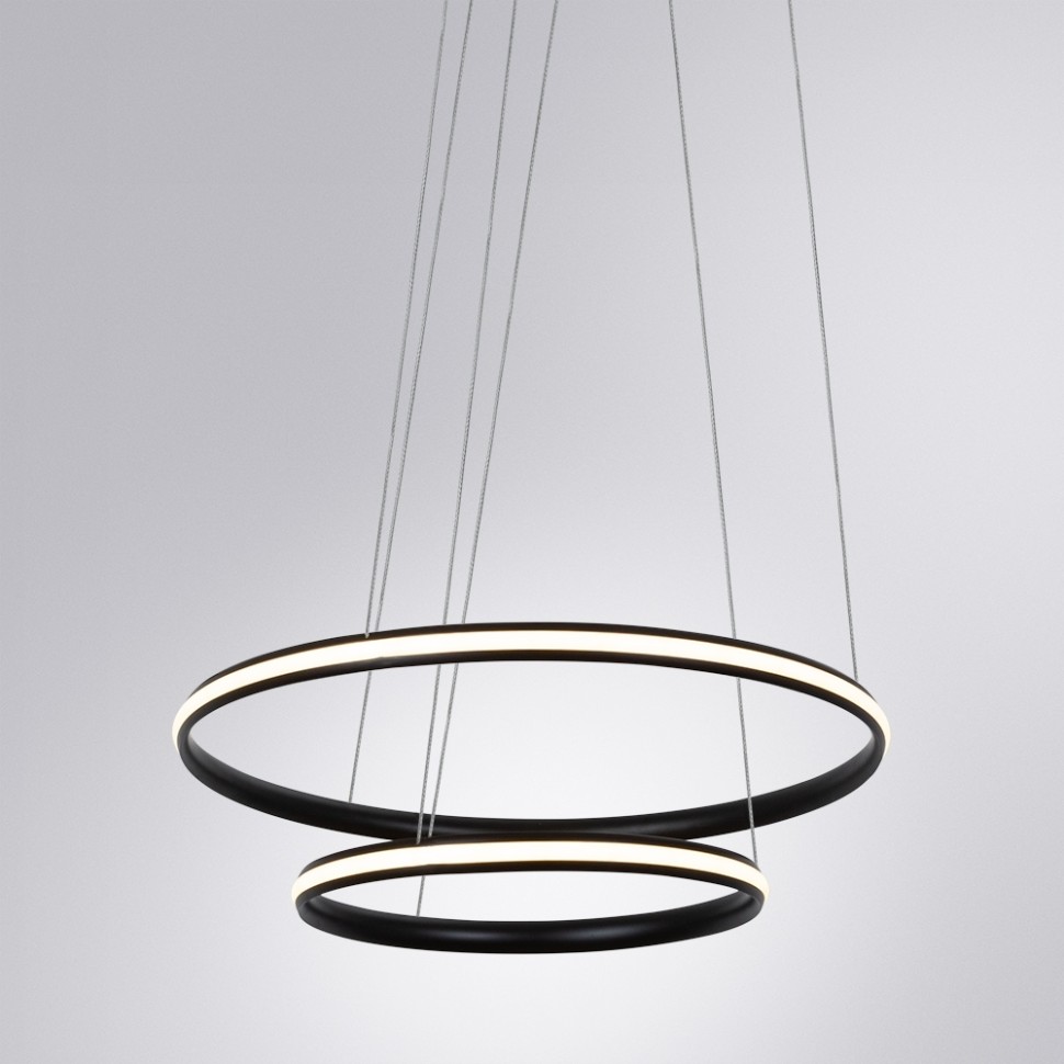 A2198SP-2BK ARTE LAMP подвесная светодиодная люстра 2 кольца Meridiana с пультом, 70W, 3000-6000K, 60-40см диаметр, черная