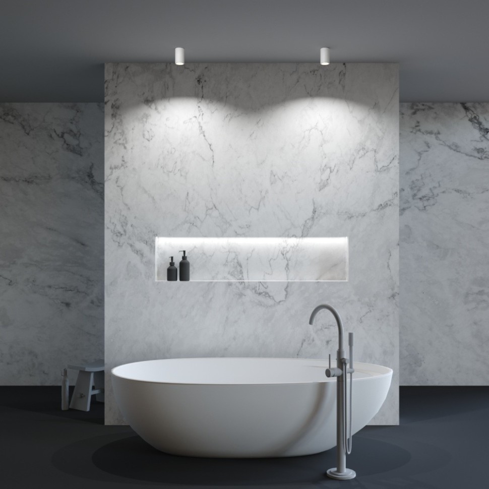 C029CL-01-S-W Maytoni Technical Белый потолочный светильник Zoom влагозащищенный IP65, GU10*1*50W