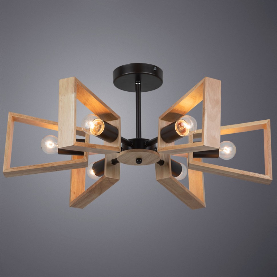 A8030PL-6BK ARTE LAMP потолочная люстра Brussels, дерево, черная