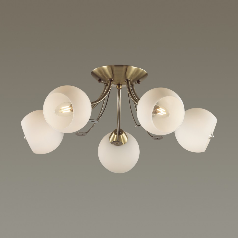 Архив - 5265/5C LUMION потолочная люстра TULA, Е14*5*40W, белый и латунь