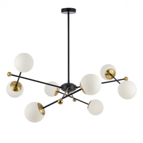 6581/8 LUMION Потолочная люстра на штанге MELODY, черный, золотой, шарики 120мм, E14*8*40W