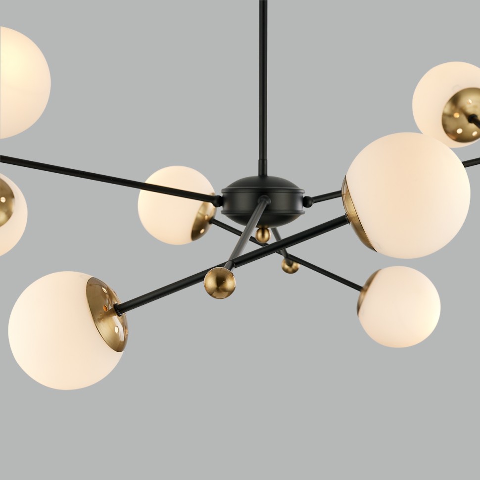 6581/8 LUMION Потолочная люстра на штанге MELODY, черный, золотой, шарики 120мм, E14*8*40W