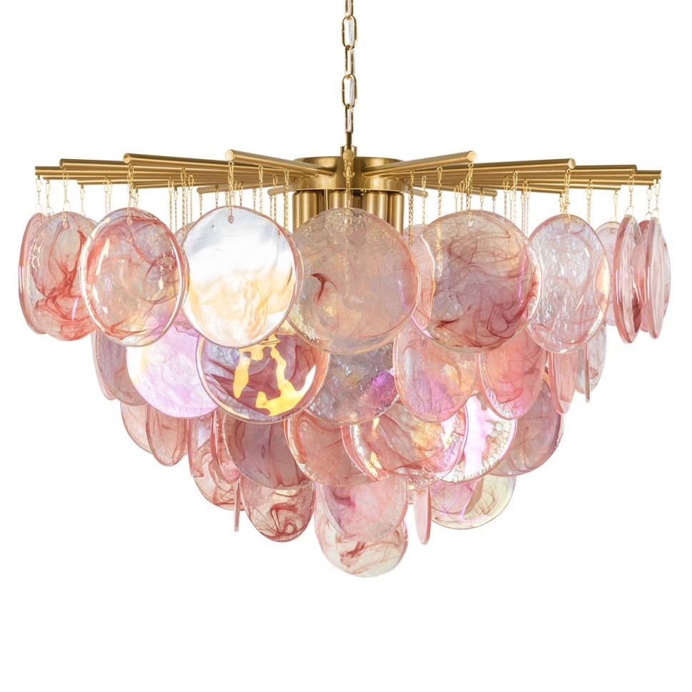 10492/800 Pink LOFT IT подвесная люстра Lolly, золото/розовый, E14*10*40W, 80см диаметр