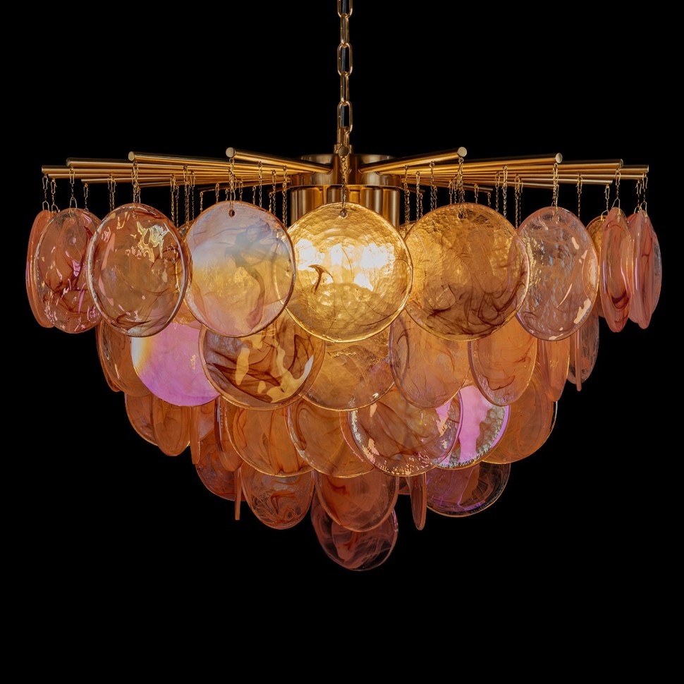 10492/800 Pink LOFT IT подвесная люстра Lolly, золото/розовый, E14*10*40W, 80см диаметр