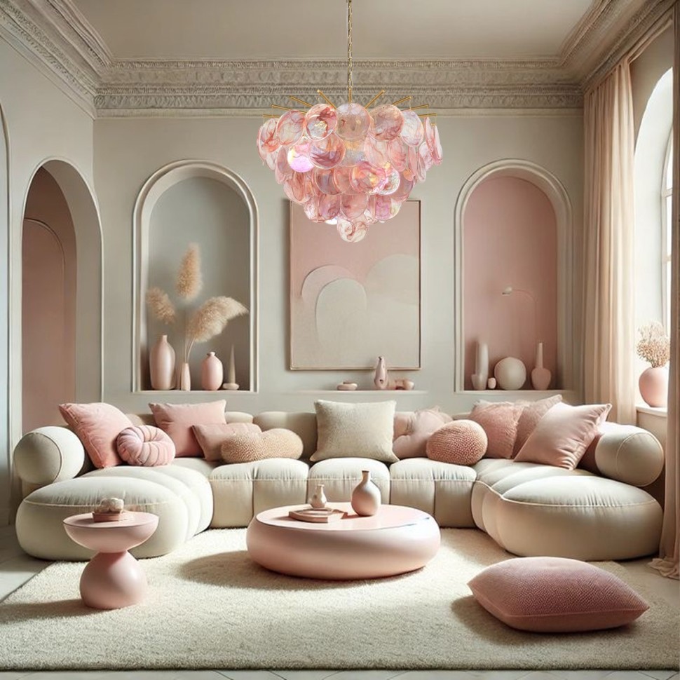 10492/800 Pink LOFT IT подвесная люстра Lolly, золото/розовый, E14*10*40W, 80см диаметр