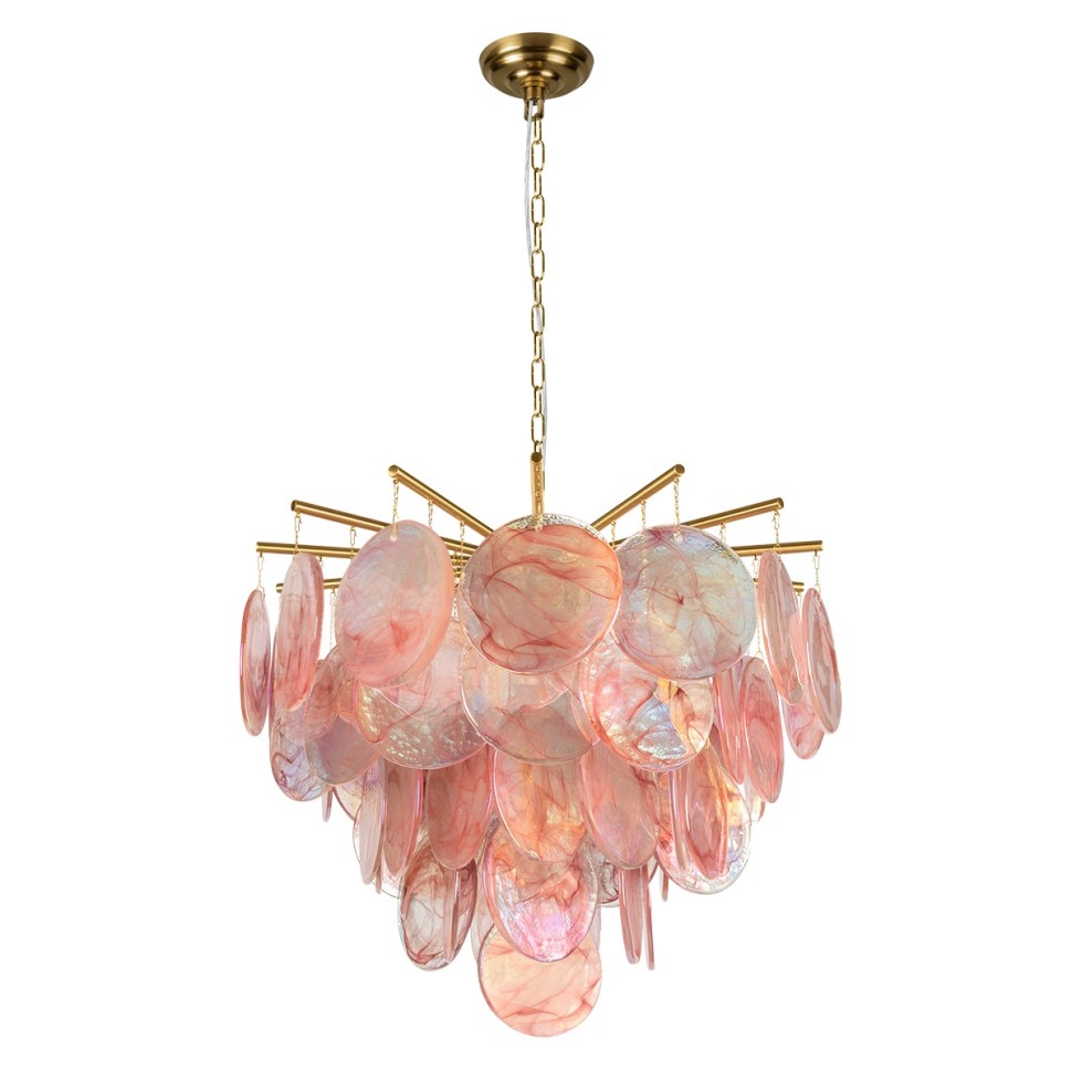 10492/600 Pink LOFT IT подвесная люстра Lolly, золото/розовый, E14*6*40W, 60см диаметр