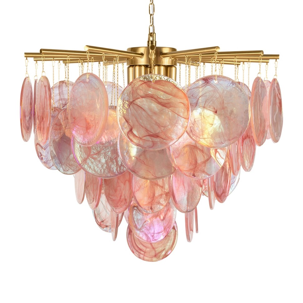 10492/600 Pink LOFT IT подвесная люстра Lolly, золото/розовый, E14*6*40W, 60см диаметр