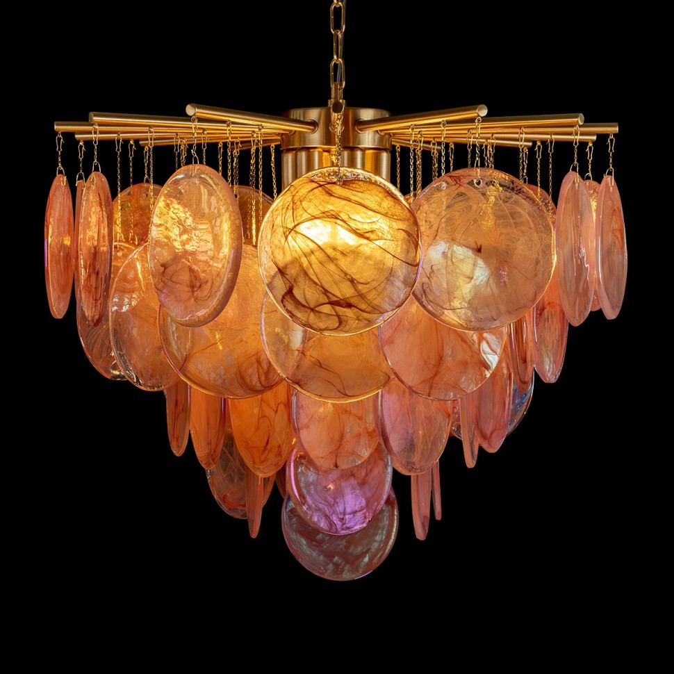 10492/600 Pink LOFT IT подвесная люстра Lolly, золото/розовый, E14*6*40W, 60см диаметр