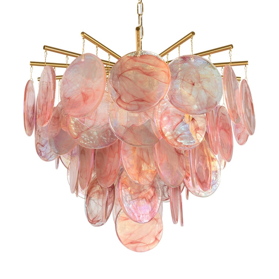 10492/600 Pink LOFT IT подвесная люстра Lolly, золото/розовый, E14*6*40W, 60см диаметр